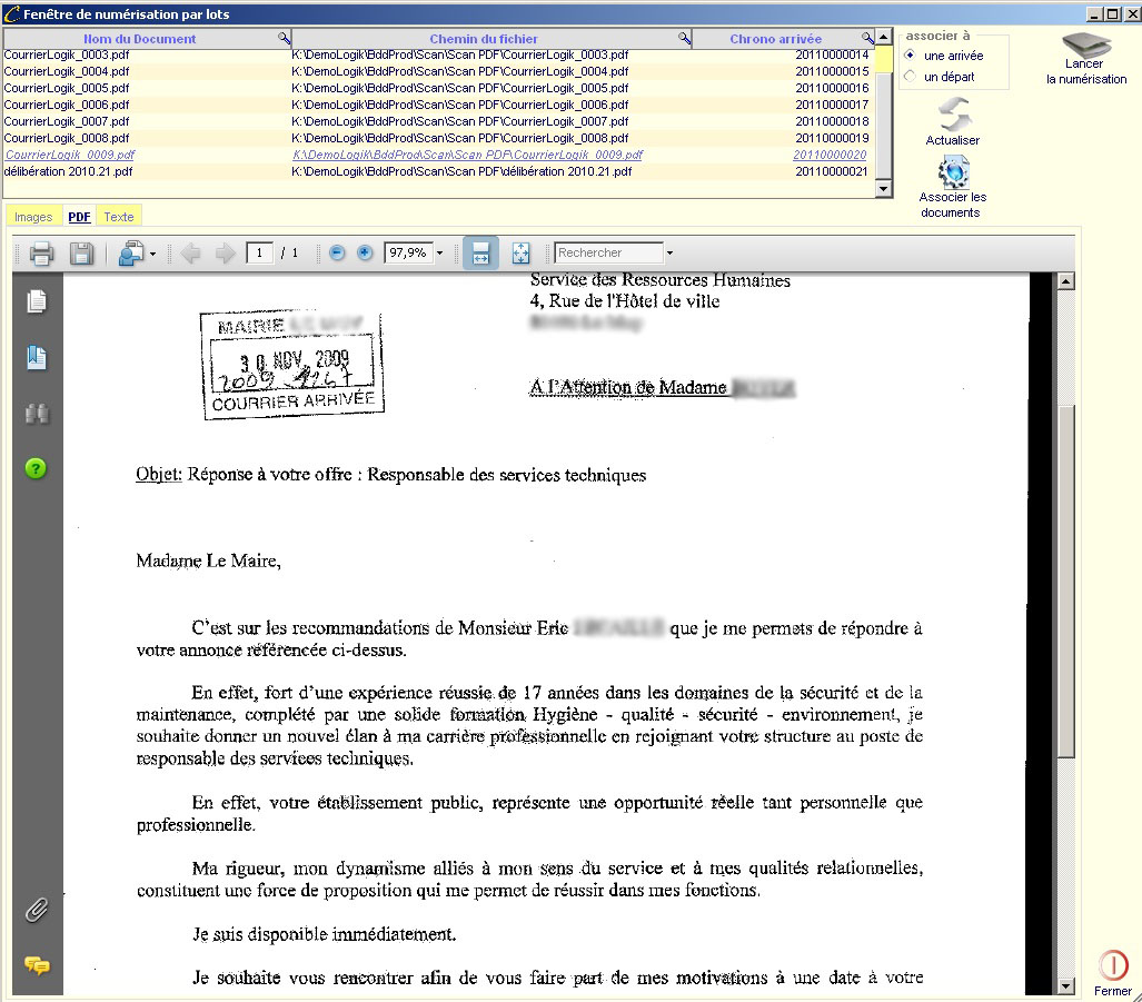 Numerisation par lots Numerisation par lots
