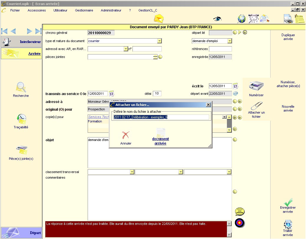Attacher des fichiers Capture d'écran Numérisation par lots