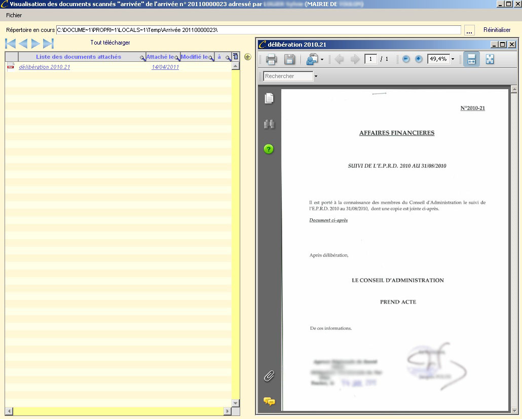 Visualisation des documents scannés Capture d'écran Numérisation par lots
