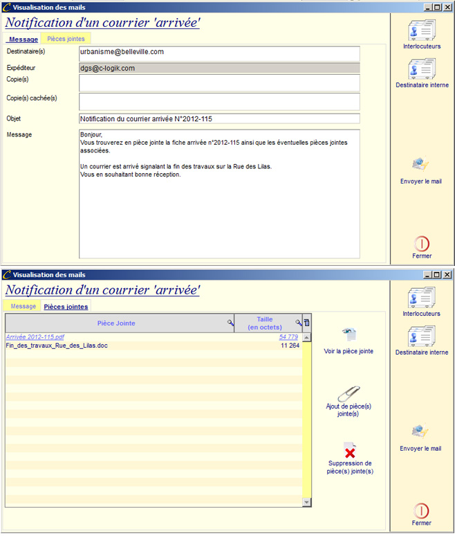 Gestion des mails - Notification Gestion des mails - Notification