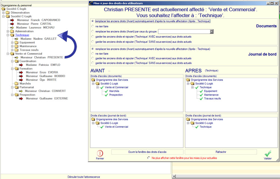 Mise à jour des droits utilisateurs Mise à jour des droits utilisateurs