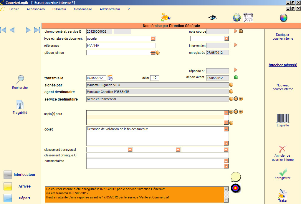 Préparation d'une note interne Préparation d'une note interne